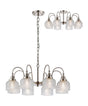 Gray Semi Flush/Pendant, 8 Light E27, Satin Nickel/Clear Glass