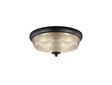 Gray 2 Light E27 Flush Ceiling Light, Satin Black/Amber Glass