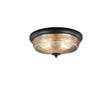 Gray 2 Light E27 Flush Ceiling Light, Satin Black/Smoke Glass