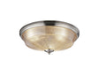 Gray 3 Light E27 Flush Ceiling Light, Satin Nickel/Amber Glass