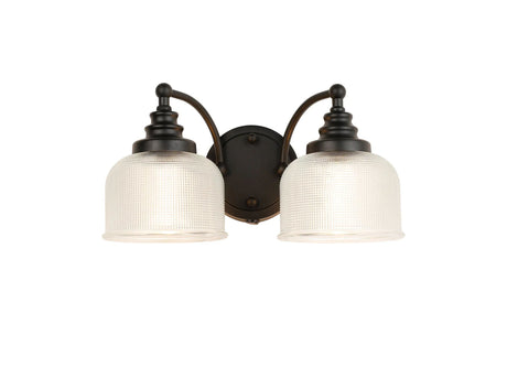 Gray Switched Double Wall Light, 2 Light E27 Satin Black/Clear Glass