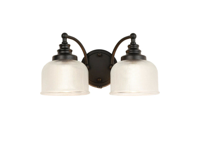 Gray Switched Double Wall Light, 2 Light E27 Satin Black/Clear Glass