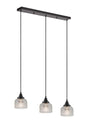Gray 3 Light Linear Pendant, E27, Satin Black/Prismatic Dome Glass, Clear