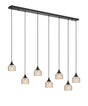 Gray 7 Light Linear Pendant, E27, Satin Black/Prismatic Dome Glass, Amber
