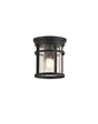 Gray Ceiling, 1 x E27, Black/Clear Crackled Glass, IP54