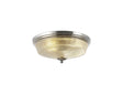 Gray 2 x E27 Flush Ceiling Light, Polished Nickel/Prismatic Glass