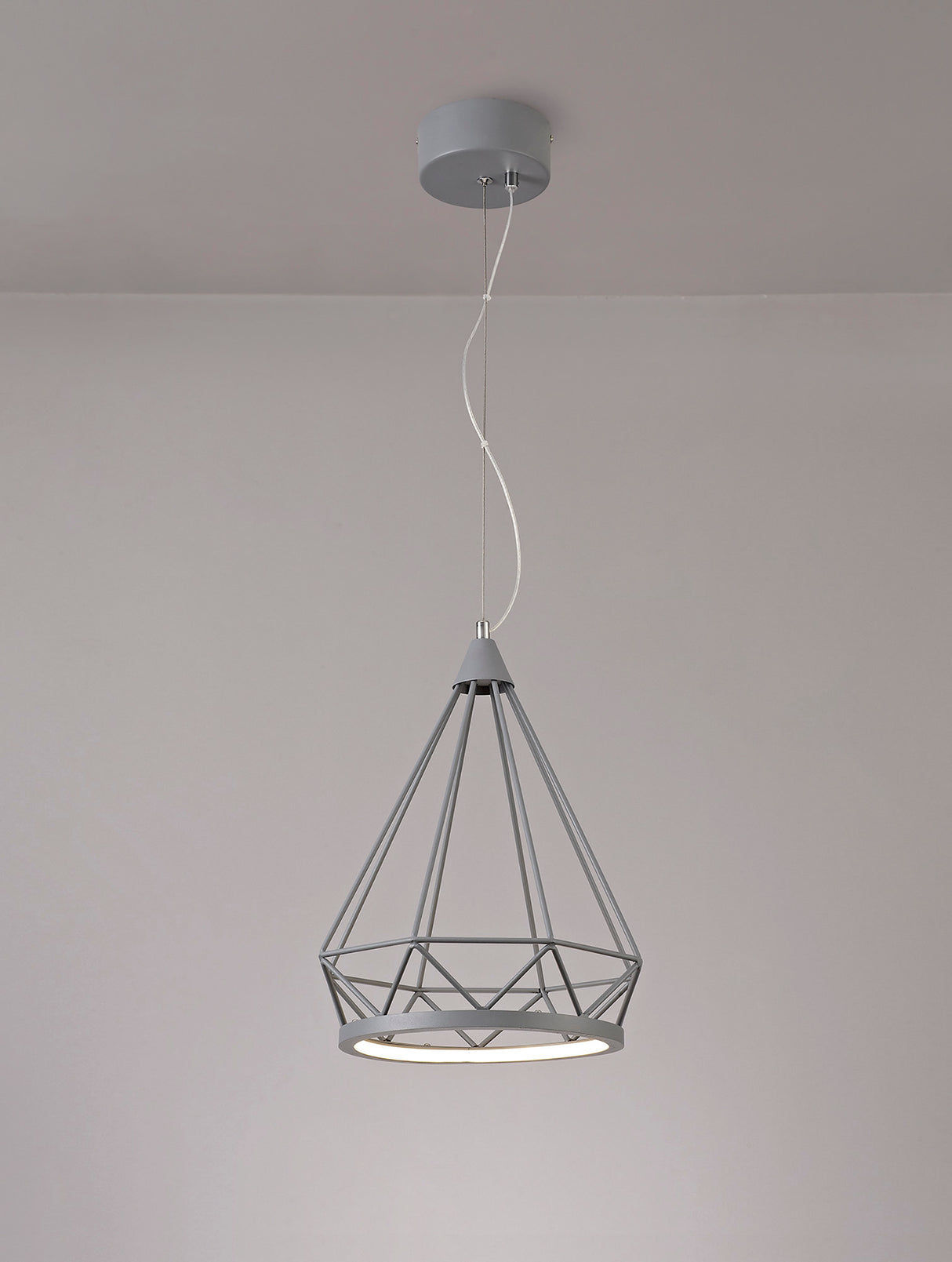 Greenwood Small Diamond Pendant, 1 x 8W LED, 3700K, Matt Grey, 3yrs Warranty