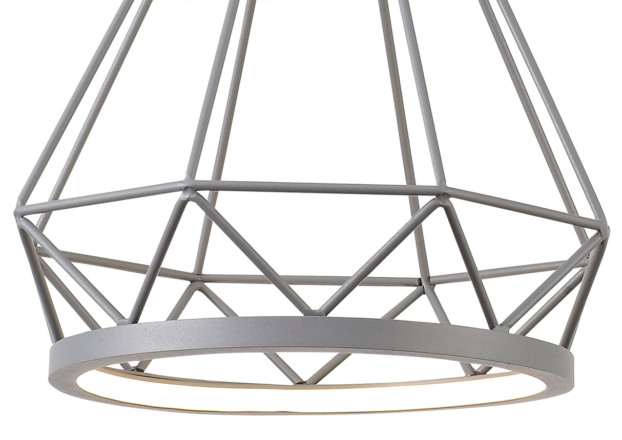 Greenwood Small Diamond Pendant, 1 x 8W LED, 3700K, Matt Grey, 3yrs Warranty