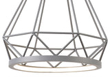 Greenwood Small Diamond Pendant, 1 x 8W LED, 3700K, Matt Grey, 3yrs Warranty