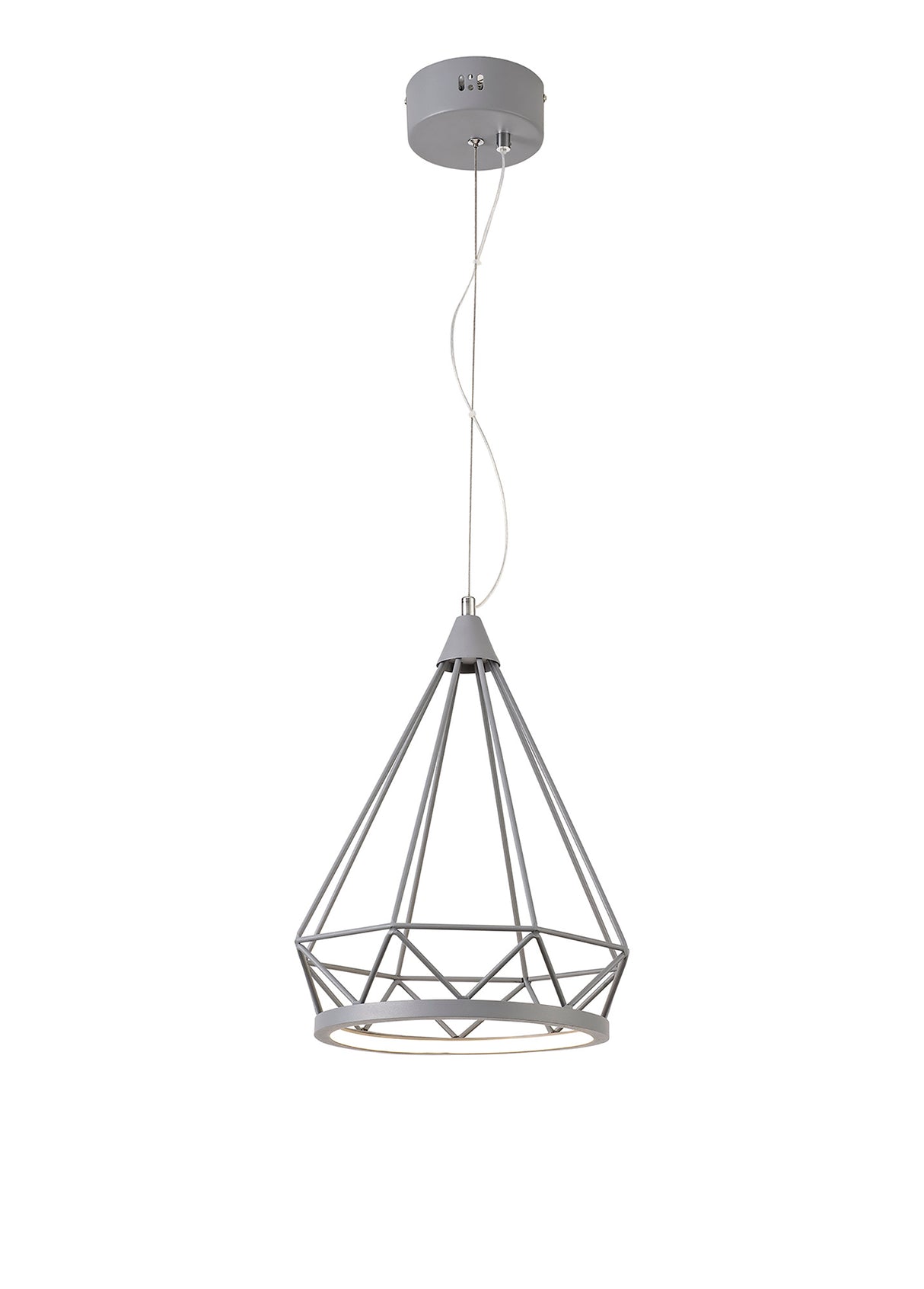 Greenwood Small Diamond Pendant, 1 x 8W LED, 3700K, Matt Grey, 3yrs Warranty