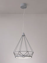 Greenwood Large Diamond Pendant, 1 x 10W LED, 3700K, Matt Grey, 3yrs Warranty