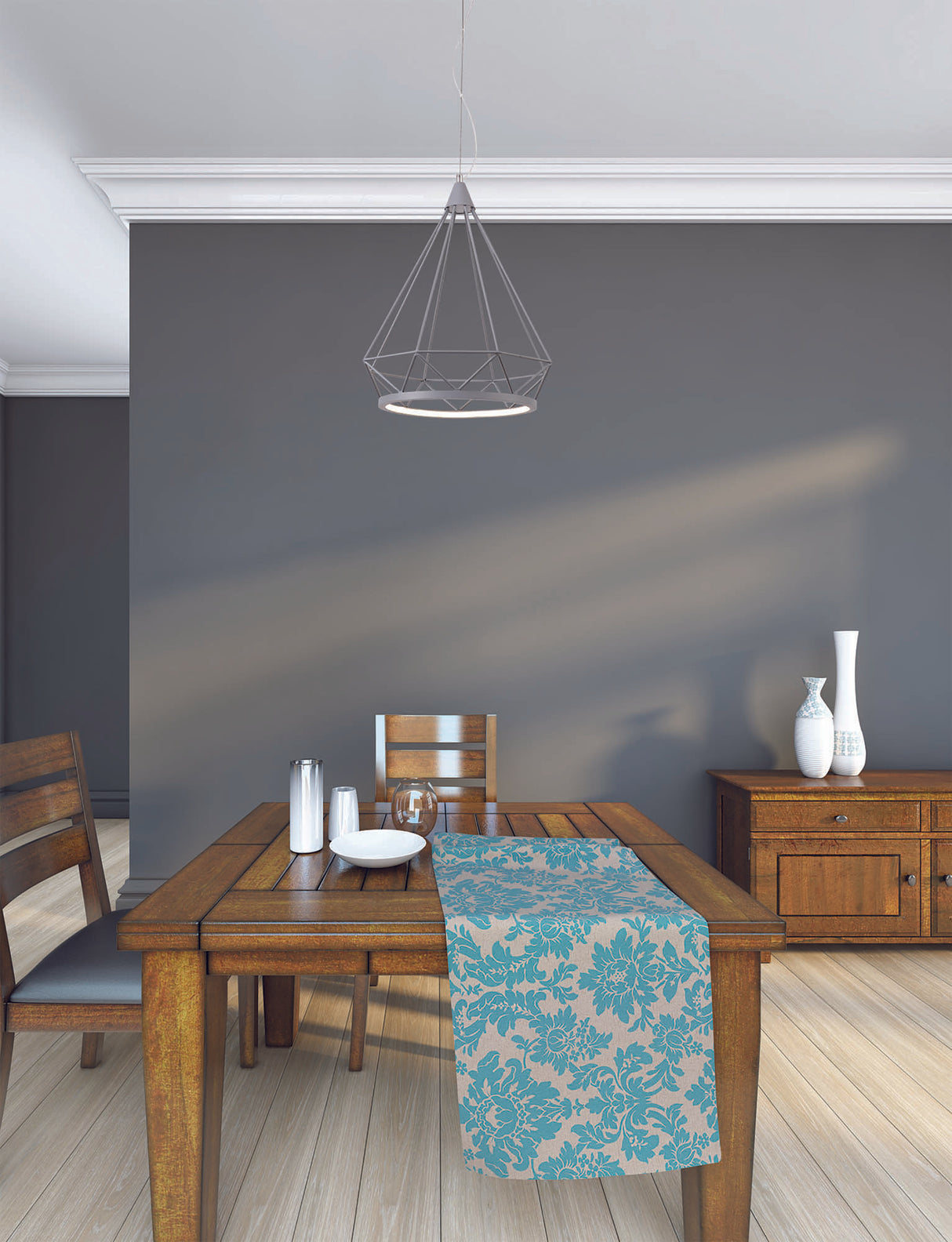 Greenwood Small Diamond Pendant, 1 x 8W LED, 3700K, Matt Grey, 3yrs Warranty