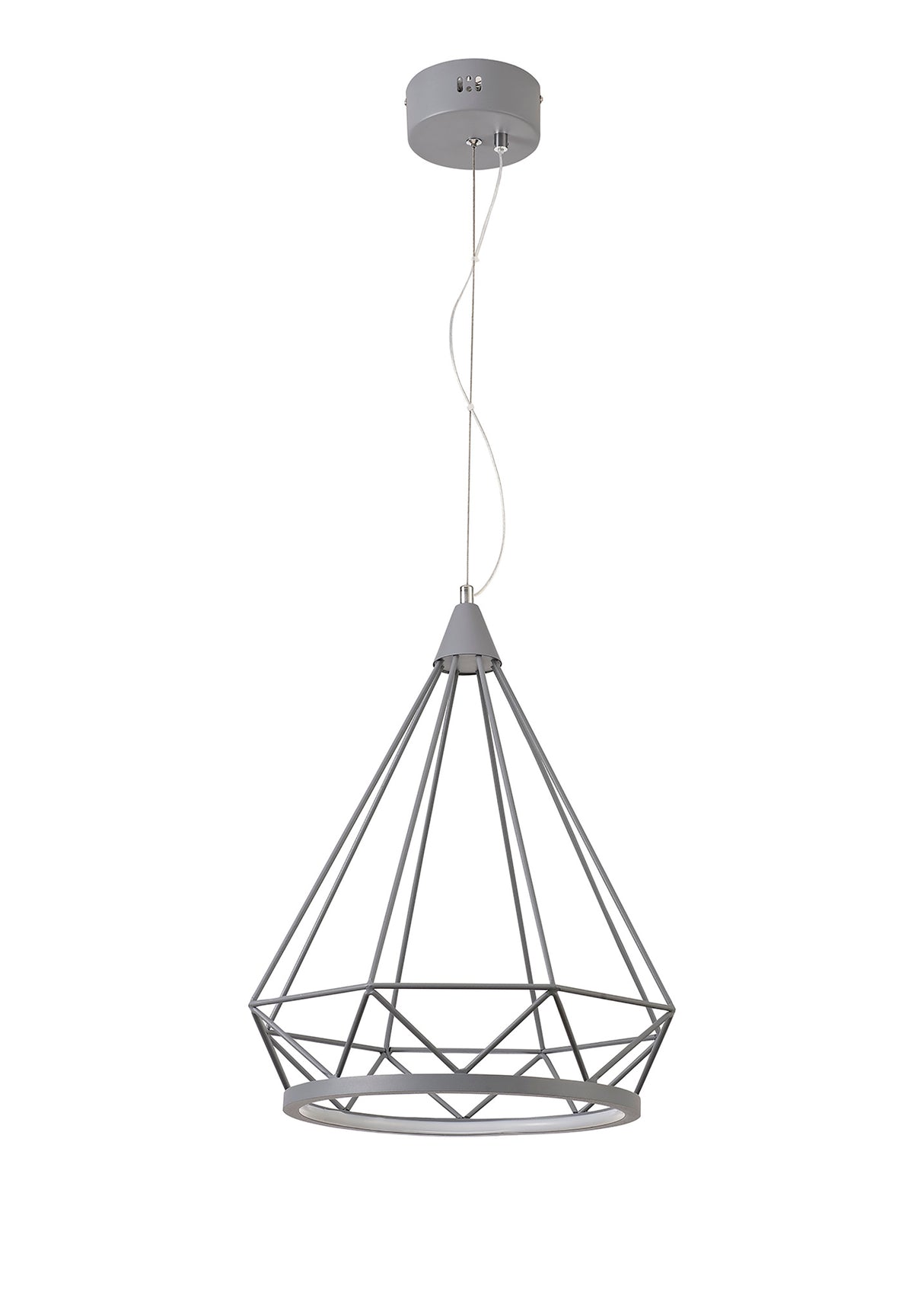 Greenwood Large Diamond Pendant, 1 x 10W LED, 3700K, Matt Grey, 3yrs Warranty