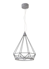 Greenwood Large Diamond Pendant, 1 x 10W LED, 3700K, Matt Grey, 3yrs Warranty
