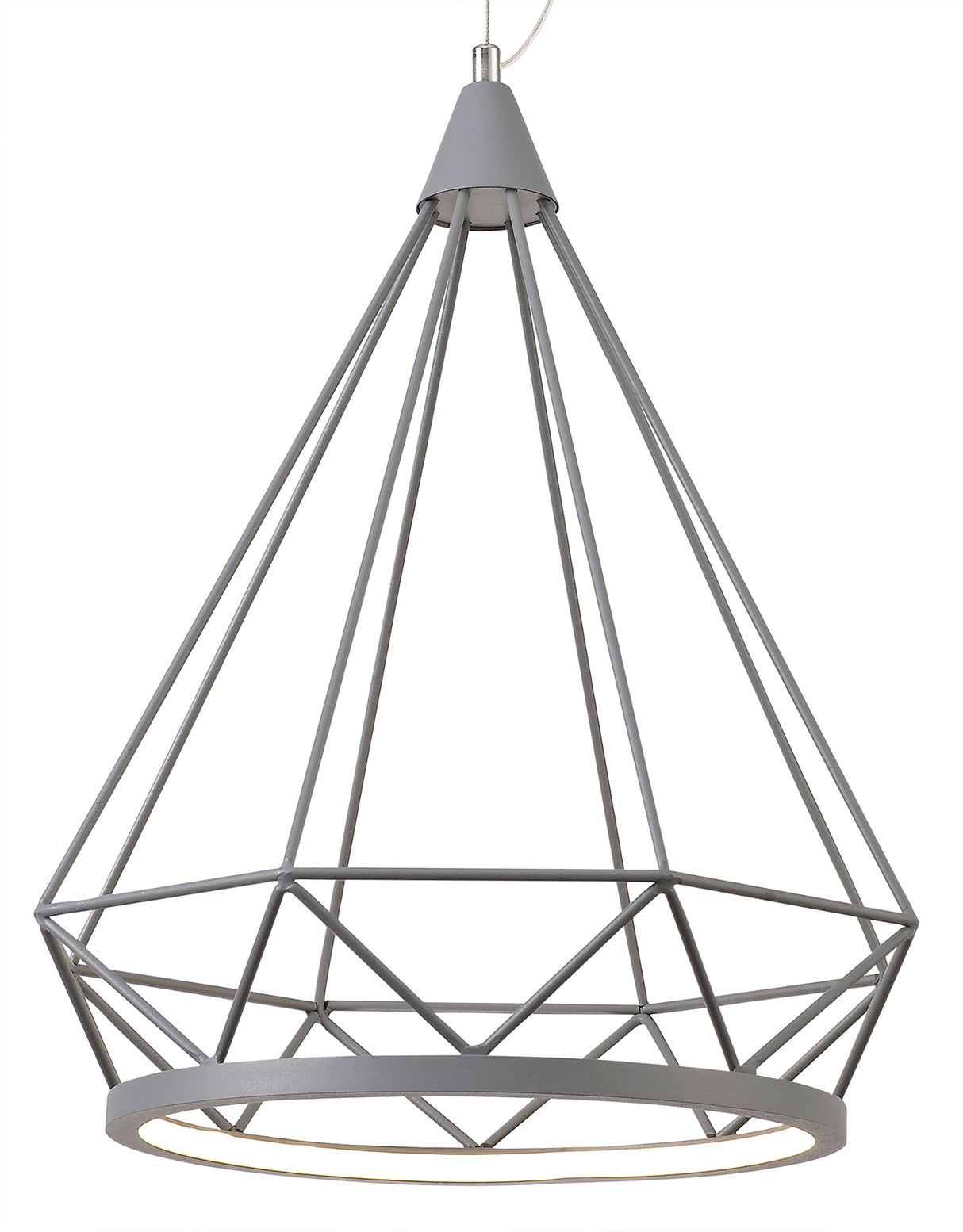 Greenwood Large Diamond Pendant, 1 x 10W LED, 3700K, Matt Grey, 3yrs Warranty
