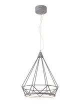 Greenwood Large Diamond Pendant, 1 x 10W LED, 3700K, Matt Grey, 3yrs Warranty