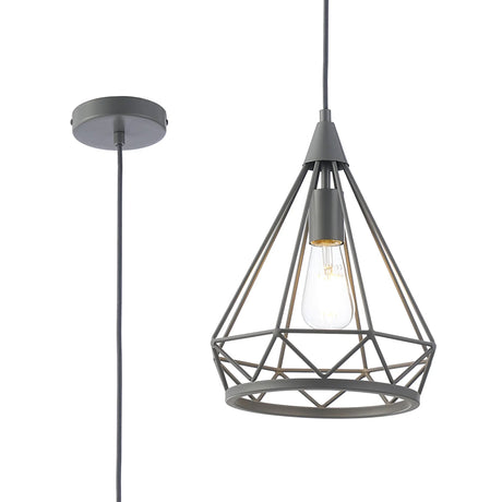 Greenwood Small Diamond Pendant, 1 x E27, Matt Grey
