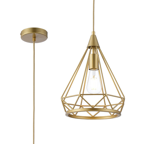 Greenwood Small Diamond Pendant, 1 x E27, Gold