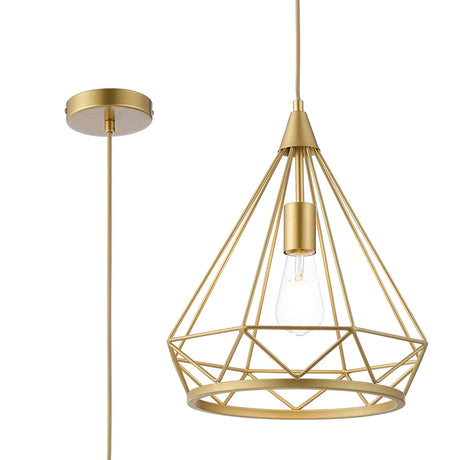 Greenwood Large Diamond Pendant, 1 x E27, Gold