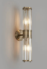 Mundie 2 Light Crystal Wall Up & Down, E14, IP44, Antique Brass/Clear Crystal