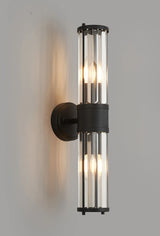 Mundie 2 Light Crystal Wall Up & Down, E14, IP44, Satin Black/Clear Crystal