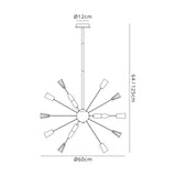 Rogan Pendant Sputnik, 9 x E14, Polished Nickel/Crystal