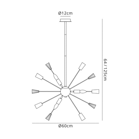 Rogan Pendant Sputnik, 9 x E14, Polished Nickel/Crystal