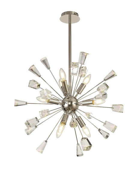 Rogan Pendant Sputnik, 9 x E14, Polished Nickel/Crystal