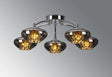 Greaves Flush Ceiling Light, 5 x G9, Polished Chrome/Smoked Glass/Clear Crystal