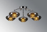 Greaves Flush Ceiling Light, 5 x G9, Polished Chrome/Smoked Glass/Clear Crystal