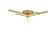 Haper 3 Arm Flush Ceiling, 24W LED, 3000K, Painted Gold