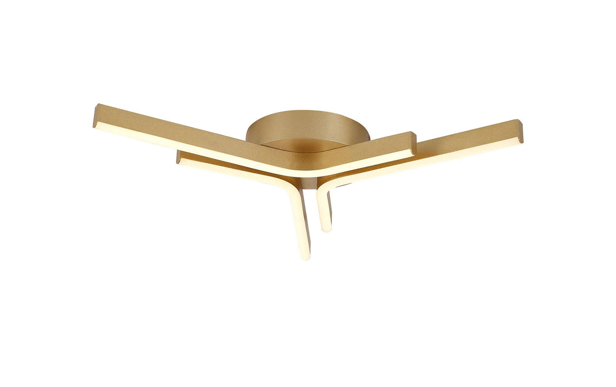 Haper 3 Arm Flush Ceiling, 24W LED, 3000K, Painted Gold