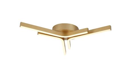 Haper 3 Arm Flush Ceiling, 24W LED, 3000K, Painted Gold