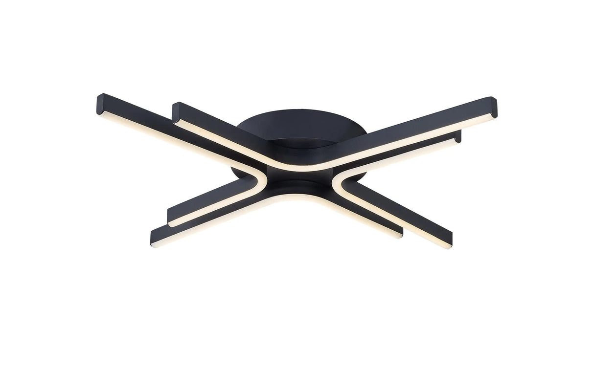 Haper 4 Arm Flush Ceiling, 40W LED, Remote Control Dimmable & CCT Tuneable White 3000K-6000K, Sand Black