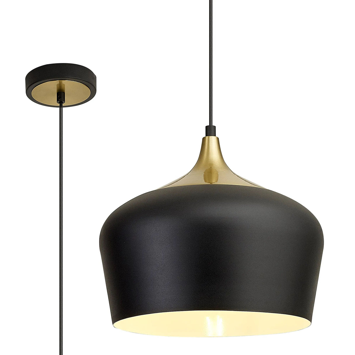 Hardyman 35cm Shallow Pendant, 1 x E27, Black/Gold