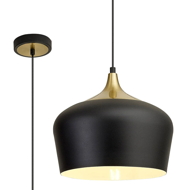 Hardyman 35cm Shallow Pendant, 1 x E27, Black/Gold