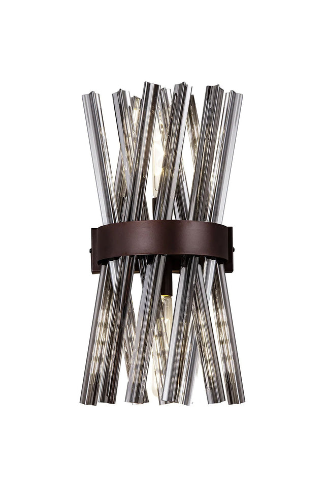 Harris 2 x E14, Wall Light E14, Brown Oxide/Smoke Glass