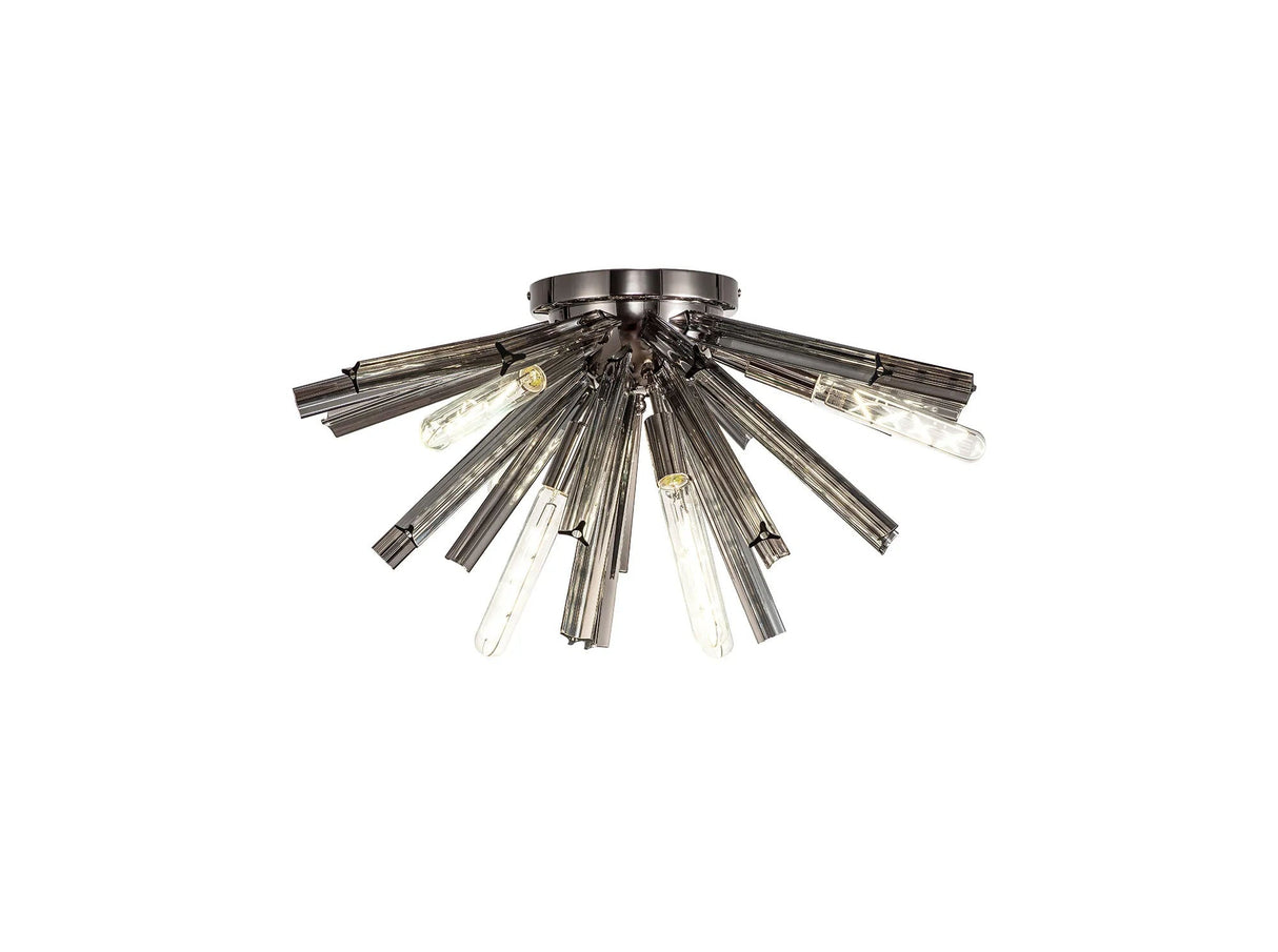 Harris 6 x E14, Semi Flush Polished Nickel/Smoke Glass