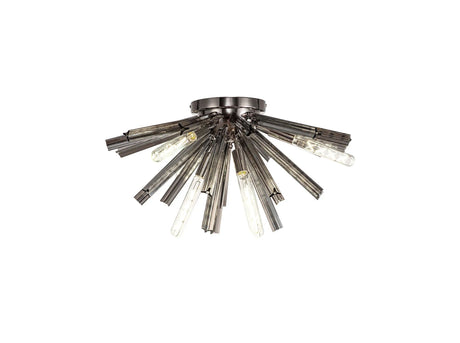 Harris 6 x E14, Semi Flush Polished Nickel/Smoke Glass