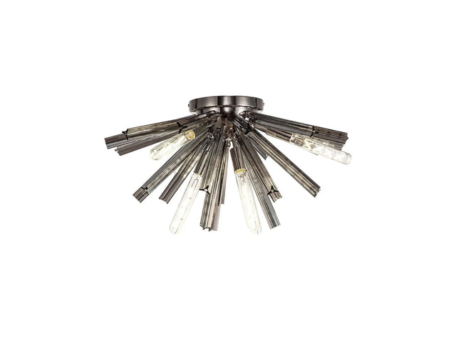 Harris 6 x E14, Semi Flush Polished Nickel/Smoke Glass
