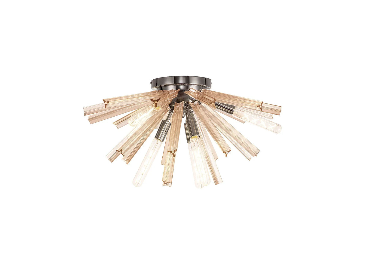 Harris 6 x E14, Semi Flush Polished Nickel/Champagne Gold Glass