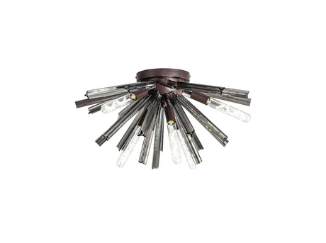 Harris 6 x E14, Semi Flush Brown Oxide/Smoke Glass