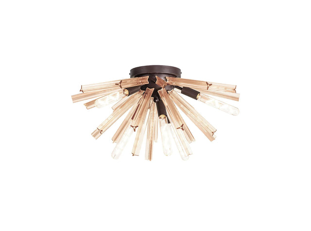 Harris 6 x E14, Semi Flush Brown Oxide/Champagne Gold Glass