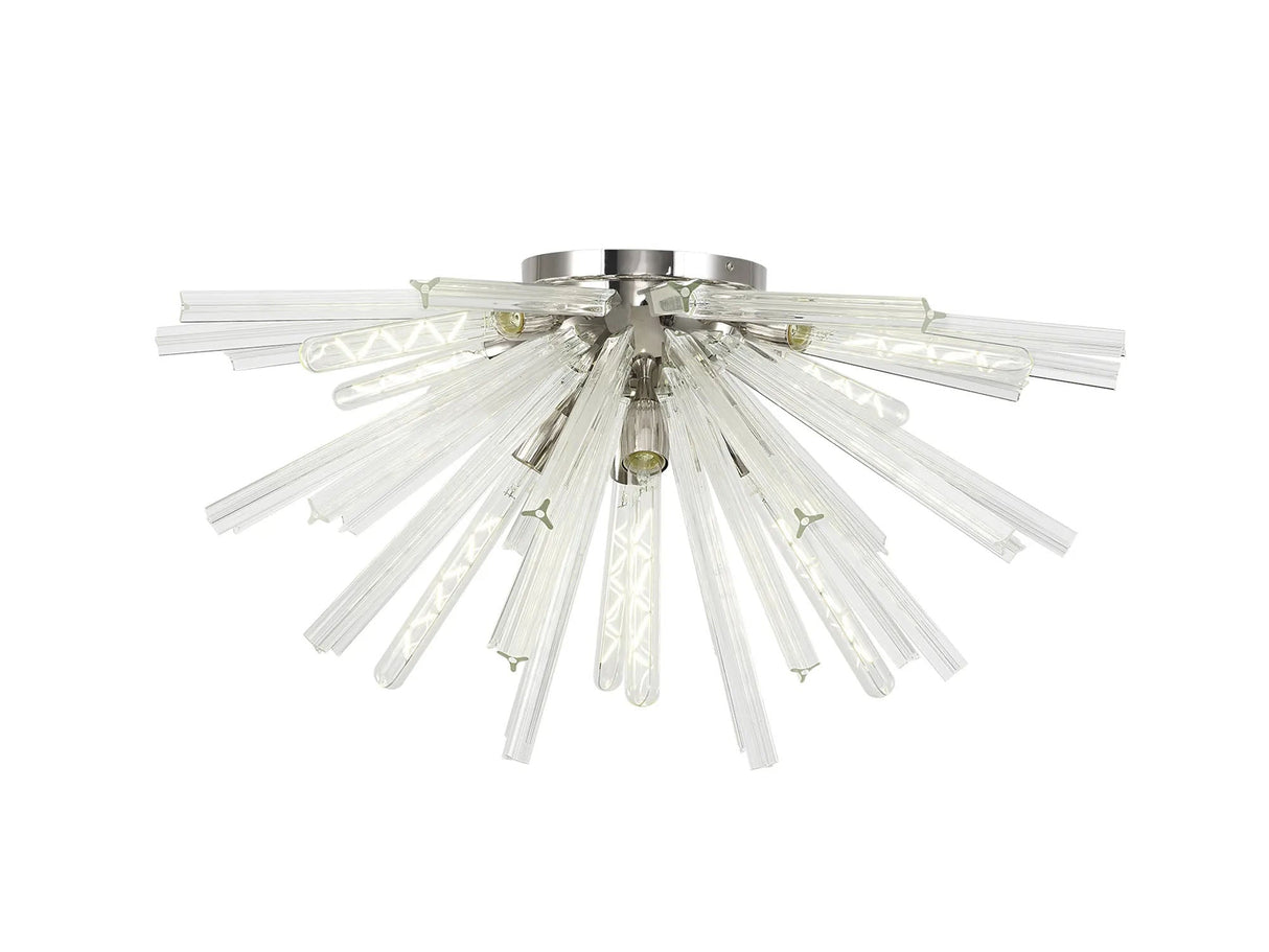Harris 8 x E27, Semi Flush Polished Nickel/Clear Glass