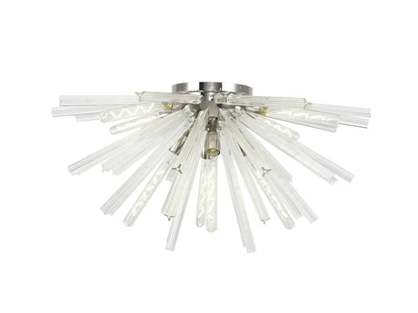 Harris 8 x E27, Semi Flush Polished Nickel/Clear Glass