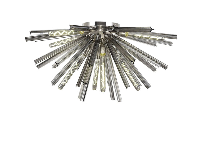 Harris 8 x E27, Semi Flush Polished Nickel/Smoke Glass