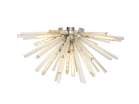 Harris 8 x E27, Semi Flush Polished Nickel/Champagne Gold Glass
