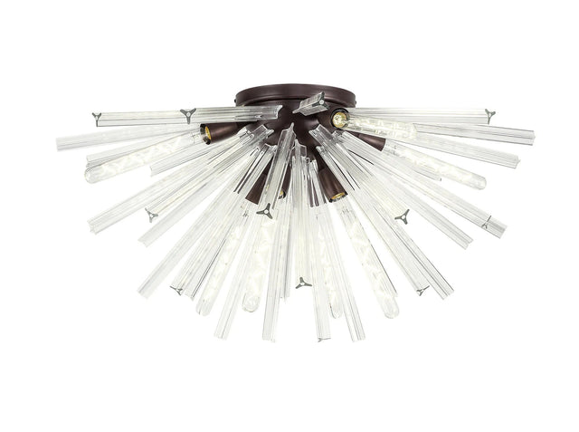 Harris 8 x E27, Semi Flush Brown Oxide/Clear Glass