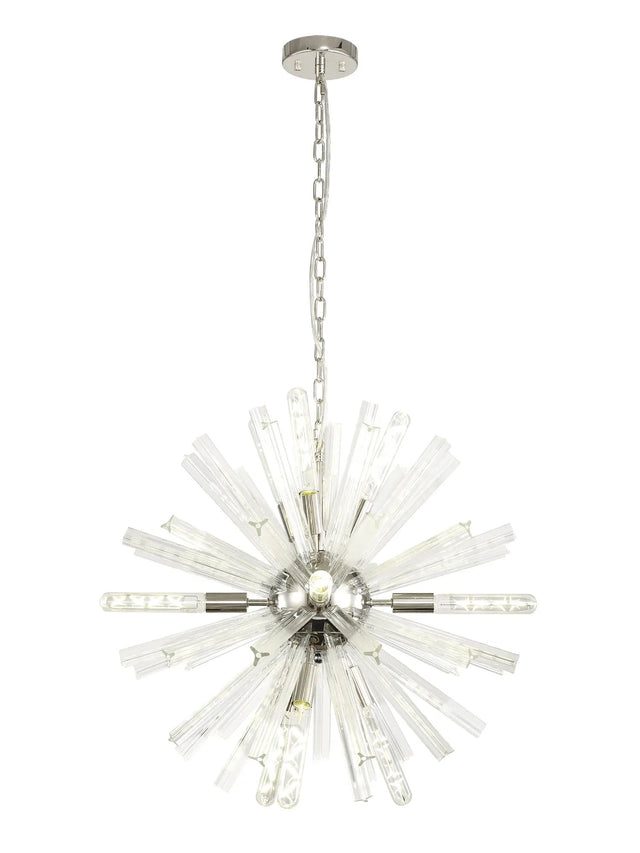 Harris 10 x E14, Round Pendant Polished Nickel/Clear Glass