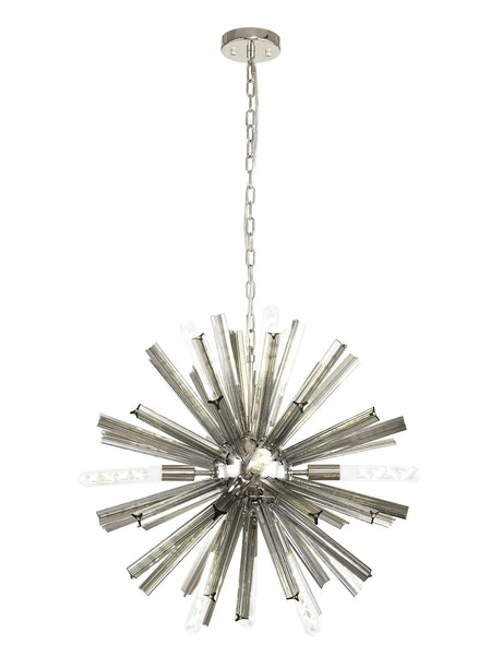 Harris 10 x E14, Round Pendant Polished Nickel/Smoke Glass